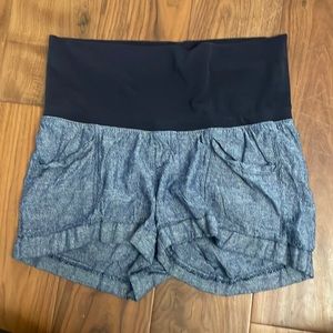 Maternity linen blend rollover shorts